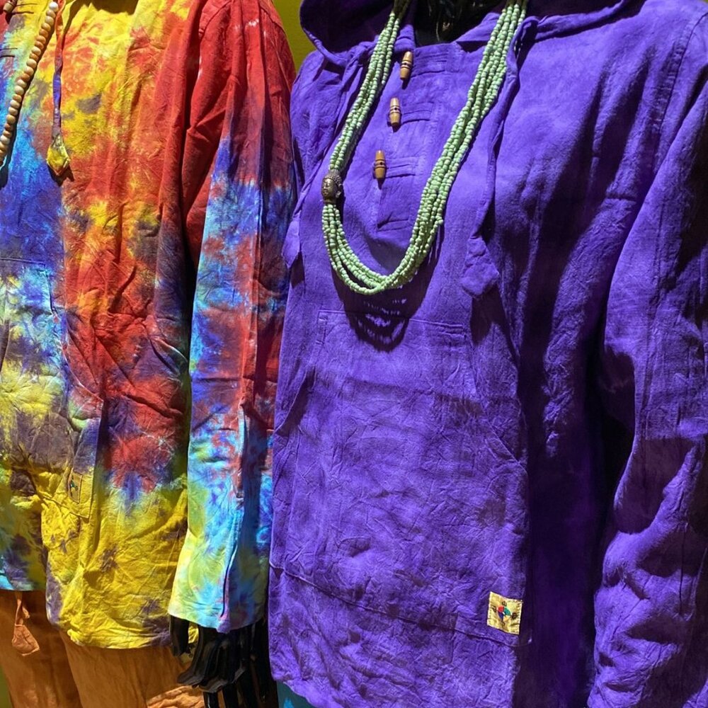 Cotton Baja Hoodie With Pocket - Tie Dye (Violet)